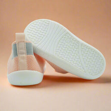 Load image into Gallery viewer, Crafted for comfort and stability, these first walker shoes are perfect for little ones taking their first steps. The soft, breathable knit upper provides a snug yet flexible fit, allowing tiny feet to move naturally and comfortably. With a lightweight, non-slip sole, these shoes offer essential grip and support as your baby learns to walk with confidence