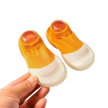 Load image into Gallery viewer, Breathable Sock Shoes for Baby’s First Steps – Lightweight, flexible shoes made from soft mesh fabric for comfort and breathability. Featuring a sock-like fit, non-slip rubber sole for grip, and a barefoot-friendly design that promotes natural movement. Ideal for new walkers, these shoes provide gentle support, stability, and a comfortable fit for active little ones.