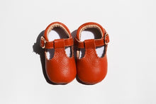 Load image into Gallery viewer, Manhattan T-Bar Moccasins – Modern leather moccasins with classic adjustable t-bar straps and side buckles. Featuring soft, flexible soles for comfort and freedom of movement, these moccasins have a scalloped edging detail, cushioned ankles, and cotton insoles. Ideal for little feet, they provide a barefoot feel with stylish and functional design.
