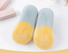 Load image into Gallery viewer, Critter Kicks animal-themed baby shoes with breathable knit fabric, featuring cute animal faces like bears and foxes. Slip-on design with flexible non-slip soles, ideal for first walkers. Soft and lightweight with anti-slip grips, these shoes provide comfort and support for little explorers, available in multiple sizes and colors.