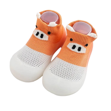 Load image into Gallery viewer, Critter Kicks animal-themed baby shoes with breathable knit fabric, featuring cute animal faces like bears and foxes. Slip-on design with flexible non-slip soles, ideal for first walkers. Soft and lightweight with anti-slip grips, these shoes provide comfort and support for little explorers, available in multiple sizes and colors.