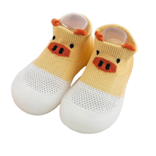 Load image into Gallery viewer, Critter Kicks animal-themed baby shoes with breathable knit fabric, featuring cute animal faces like bears and foxes. Slip-on design with flexible non-slip soles, ideal for first walkers. Soft and lightweight with anti-slip grips, these shoes provide comfort and support for little explorers, available in multiple sizes and colors.
