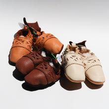 Load image into Gallery viewer, Handcrafted Canadian Baby Paws moccasins made from soft deerskin leather, with non-slip suede soles for indoor and outdoor wear. Soft, flexible fit with concealed elastic for comfort. Available in multiple sizes for babies and toddlers.