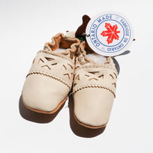 Load image into Gallery viewer, Handcrafted Canadian Baby Paws moccasins made from soft deerskin leather, with non-slip suede soles for indoor and outdoor wear. Soft, flexible fit with concealed elastic for comfort. Available in multiple sizes for babies and toddlers.