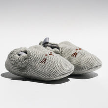 Load image into Gallery viewer, Charlie Slippers for babies and toddlers, made from soft, breathable woven cotton with stretchy back and grip-tab for easy wear. Featuring non-slip points on the soles, these lightweight shoes are perfect for pre-walkers, cruisers, and first walkers. Machine washable for easy care.