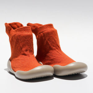 First Walker Sock-Shoes Hello Baby Moccs Burnt orange with lemon embellishment 16cm (3-4 years) 