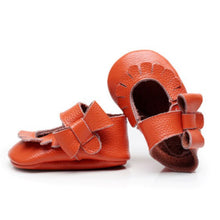 Load image into Gallery viewer, Florence Street Moccs Hello Baby Moccs Classic burnt orange 11cm (0-6 months) 
