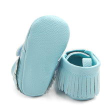 Load image into Gallery viewer, Harper bootie aqua blue baby shoe Hello Baby Moccs

