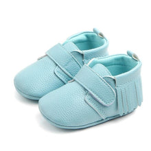 Load image into Gallery viewer, Harper Bootie Moccs Hello Baby Moccs Aqua 12cm (6-12 months) 
