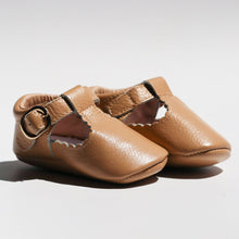 Load image into Gallery viewer, Manhattan T-Bar Moccasins – Modern leather moccasins with classic adjustable t-bar straps and side buckles. Featuring soft, flexible soles for comfort and freedom of movement, these moccasins have a scalloped edging detail, cushioned ankles, and cotton insoles. Ideal for little feet, they provide a barefoot feel with stylish and functional design.