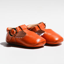 Load image into Gallery viewer, Manhattan T-Bar Moccasins – Modern leather moccasins with classic adjustable t-bar straps and side buckles. Featuring soft, flexible soles for comfort and freedom of movement, these moccasins have a scalloped edging detail, cushioned ankles, and cotton insoles. Ideal for little feet, they provide a barefoot feel with stylish and functional design.
