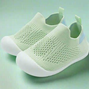 Crafted for comfort and stability, these first walker shoes are perfect for little ones taking their first steps. The soft, breathable knit upper provides a snug yet flexible fit, allowing tiny feet to move naturally and comfortably. With a lightweight, non-slip sole, these shoes offer essential grip and support as your baby learns to walk with confidence