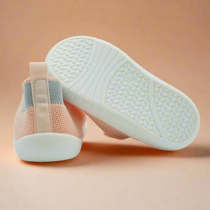 Crafted for comfort and stability, these first walker shoes are perfect for little ones taking their first steps. The soft, breathable knit upper provides a snug yet flexible fit, allowing tiny feet to move naturally and comfortably. With a lightweight, non-slip sole, these shoes offer essential grip and support as your baby learns to walk with confidence